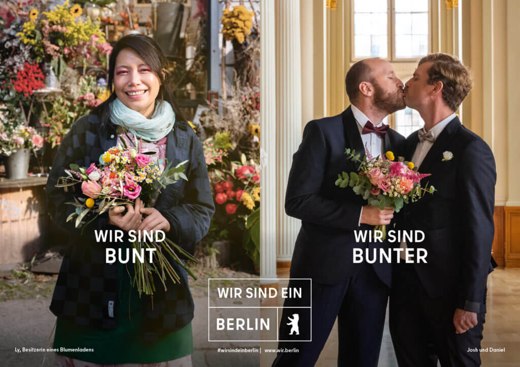 Plakat der Imagekampagne des Berliner Partner von glow mit dem Titel "Wir sind bunt"
