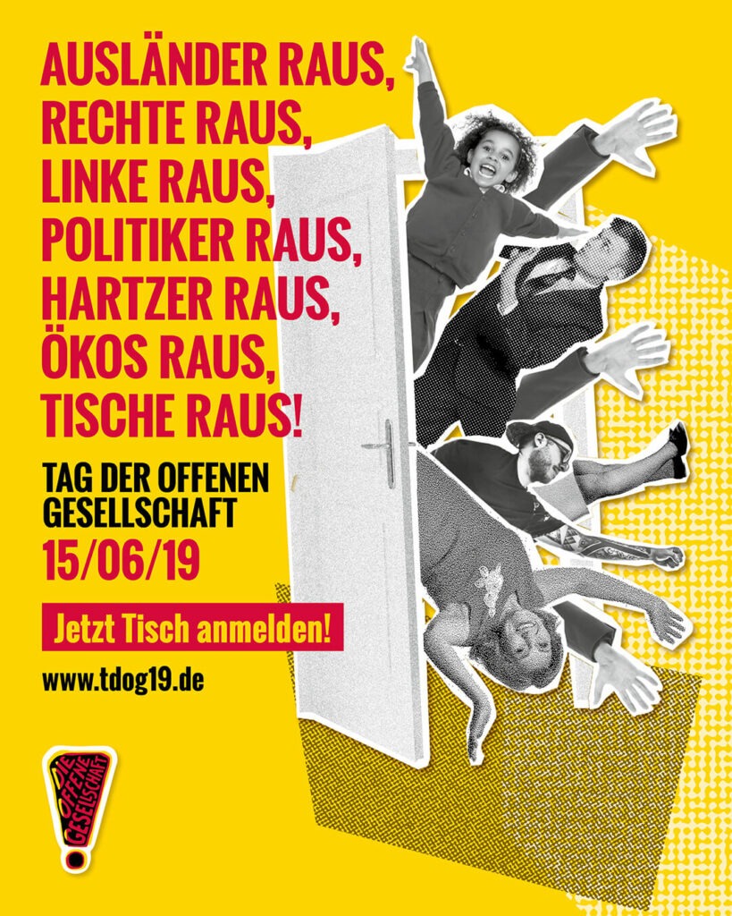 Plakat zum Tag der offenen Gesellschaft "Rausgehen"