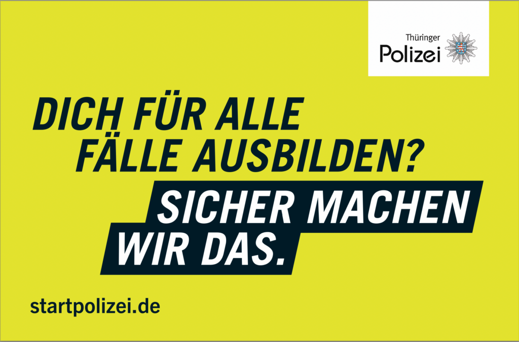 Plakat für die Autobeklebung der Thüringer Polizei